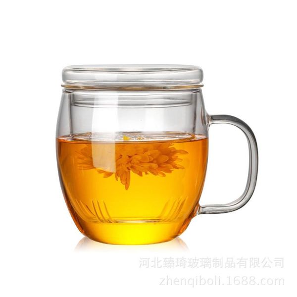 

tea cup glass simple smooth drinking water kettle filter bottle with cover for office (transparent) cups & saucers