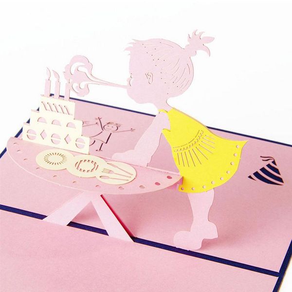 

greeting cards 3d up girl's birthday card christmas valentine invitation k0