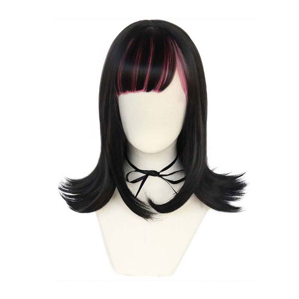 

anime akudama drive cosplay wigs ordinary person swindler women cosplay black mixed pink wig heat resistant synthetic hair