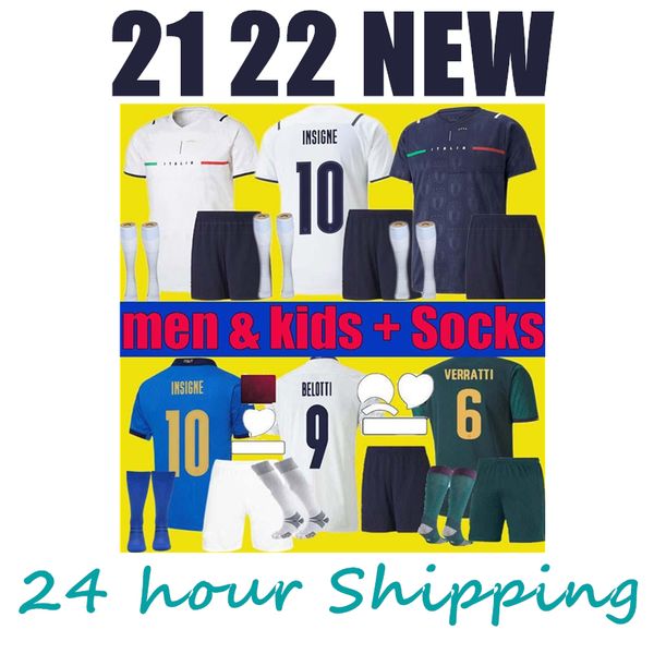 

men + kids sock 2021 2022 italy soccer jersey away belotti jorginho insigne verratti bernardeschi pellegrini kean 20 21 football shirts chie, White;black