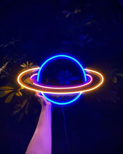 

other lighting bulbs & tubes saturn planet neon sign | led flex neon; home interior decor; custom design for bedroom; wall sign; high qualit