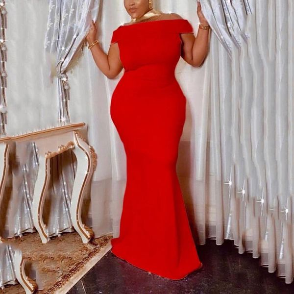 

casual dresses elegant evening long dress for women's solid slash neck ruffles bodycon high waisted floor length night party vestidos, Black;gray