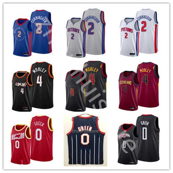 

2021 mens 75th cade 2 cunningham evan 4 mobley basketball jerseys jalen 0 green stitched embroidery city shirt, Black;red