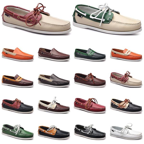 

148 womens sneakers sailing shoe mens casual leather shoes black white red green orange brown outdoor trainers size 38-45
