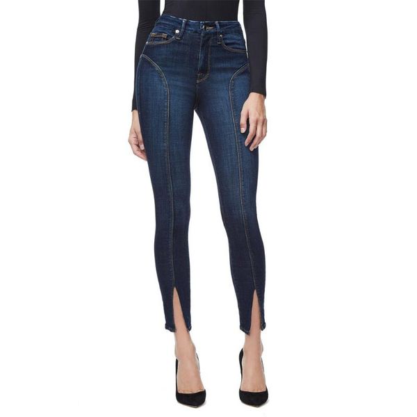 

women's jeans women skinny slim high waist pencil pants female stretch denim bodycon leg split trousers autumn, Blue