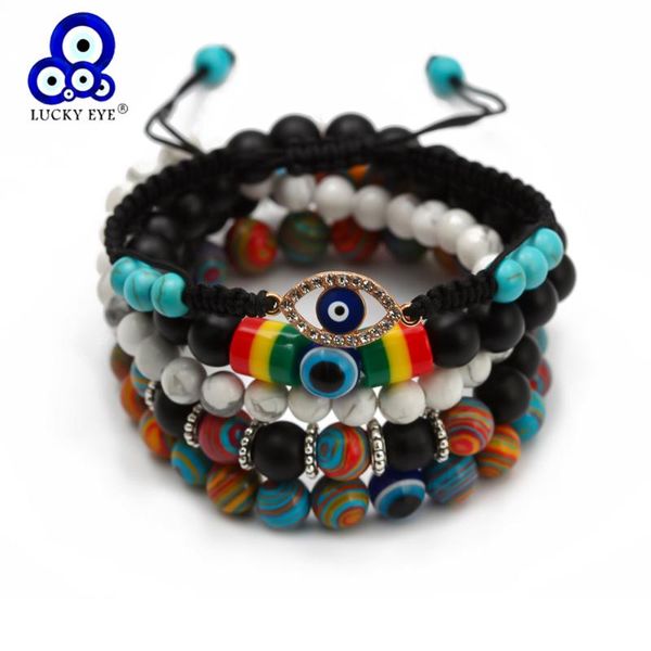 

lucky eye stone beads blue turkish evil charm bracelet set braided rope adjustable for women girls jewelry lb1219 bracelets, Golden;silver