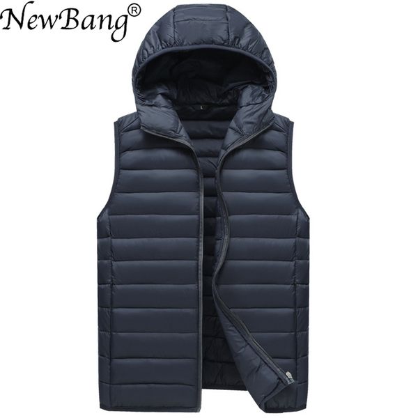 

bang brand men's waistcoat ultra light cotton vest men with hooded waterproof sleeveless warm liner male slim gilet 210925, Black;white