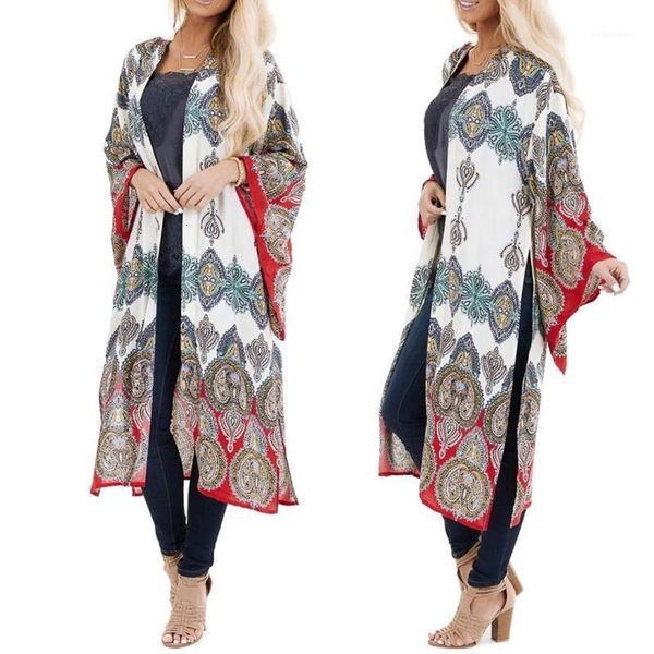 

women's swimwear bikini cover-ups leopard printed long kimono cardigan plus size chiffon tunic women beach wear swimsuit cover up1 jvyt, White;black