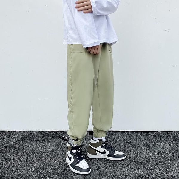 

spring casual pants for men clothes korean fashion trends legging trousers teens baggy sweatpant harajuku streetwear men's, Black