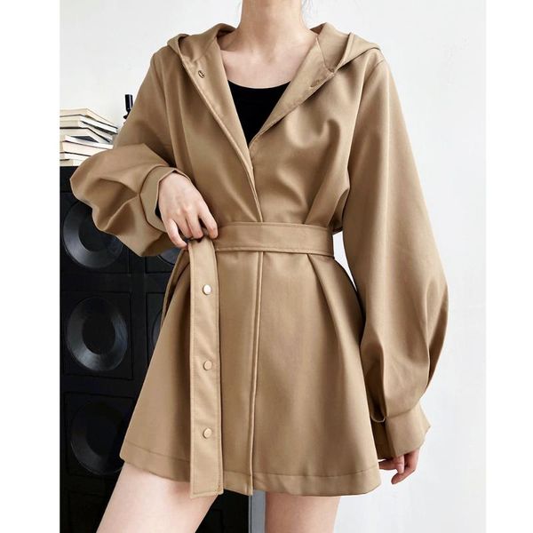

women's jackets 2021 women autumn jacket coat hooded khaki feminino casaco for clothes, Black;brown