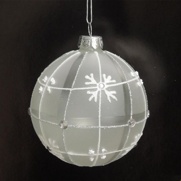 

party decoration 16pcs/pack diameter=8cm hand painting glass globe surface white powder ornaments christmas tree decorative