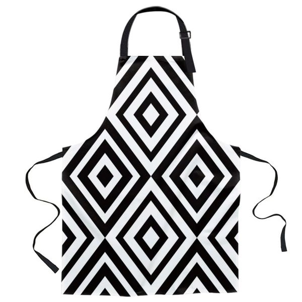 

aprons abstract geometric white black printed kitchen cooking baking canvas sleeveless for women man kids home delantal cocina