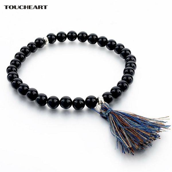 

charm bracelets toucheart black natural stone tassel & bangles for woman men ethnic beaded romantic jewelry bracelet sbr160143, Golden;silver