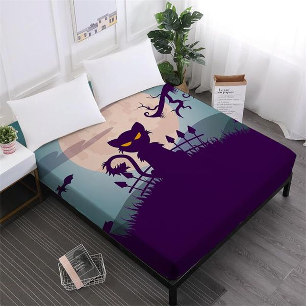 

sheets & sets halloween nightmare bed sheet animal cat print fitted sleep bedclothes elastic band mattress cover d25