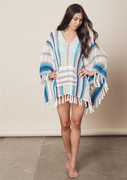 

women's swimwear cover up for women beach clothes summer dress ladies 2021 clothing knit bikini smock hollow out shirt stripe, White;black