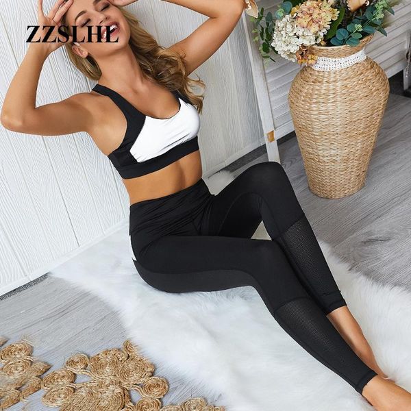 

yoga outfits 2021 women's sports set wear for gym fitness suit reflective mesh patchwork bra leggings women sportswear jogging femme, White;red