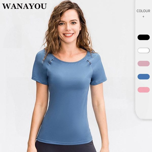 

yoga outfit wanayou breathable workout t-shirt,quick drying jogging activewear ,fitness elastic gym women sports shirt