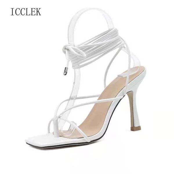 

sandals women summer fashion women's solid color all-match comfortable lace-up high heel shoes casual, Black