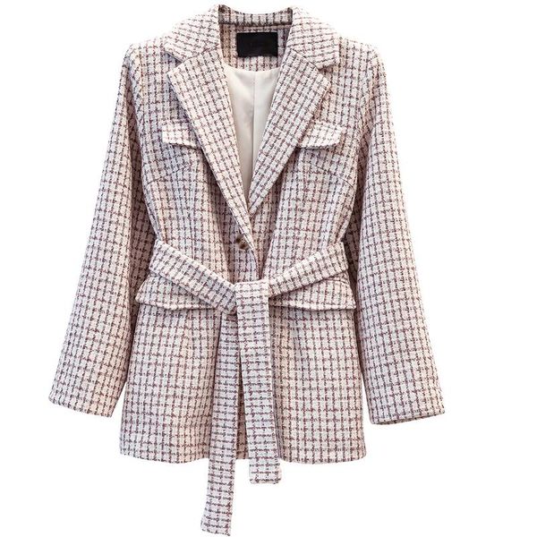

women's jackets 2021 autumn fashion design purple tweed jacket women single breasted outerwear, Black;brown