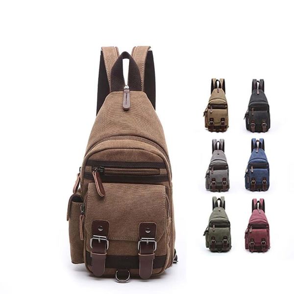 

canvas retro leisure travel shoulder sports outdoor chest bag backpack