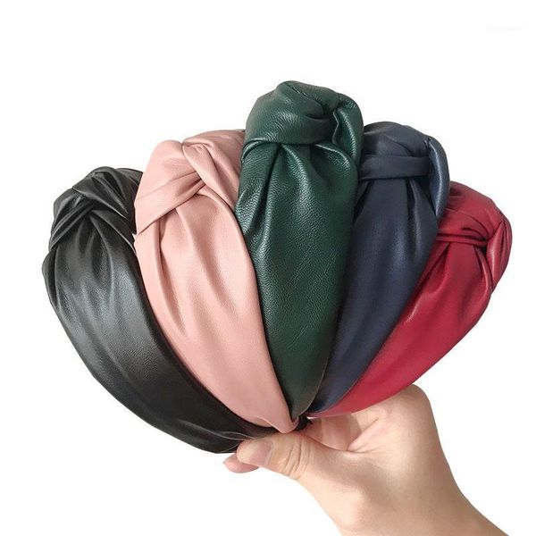 

leather retro hairbands for women knotted wide headbands girls hair band accessories handmade head hoop bezel1