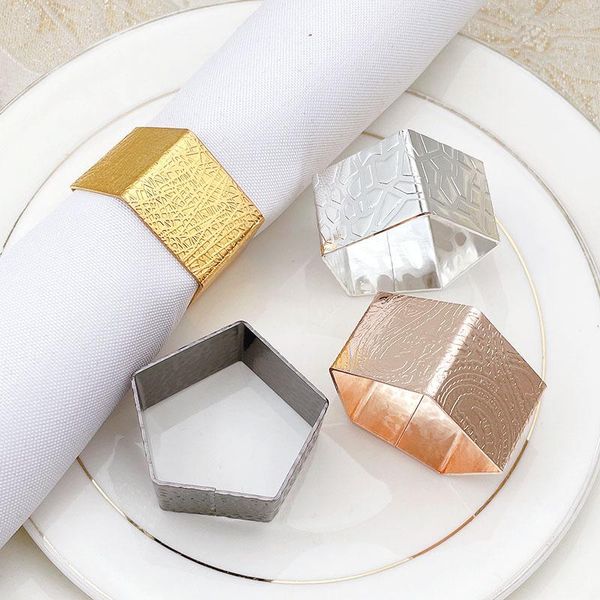 

10pcs creative polygonal napkin ring metal buckle rings