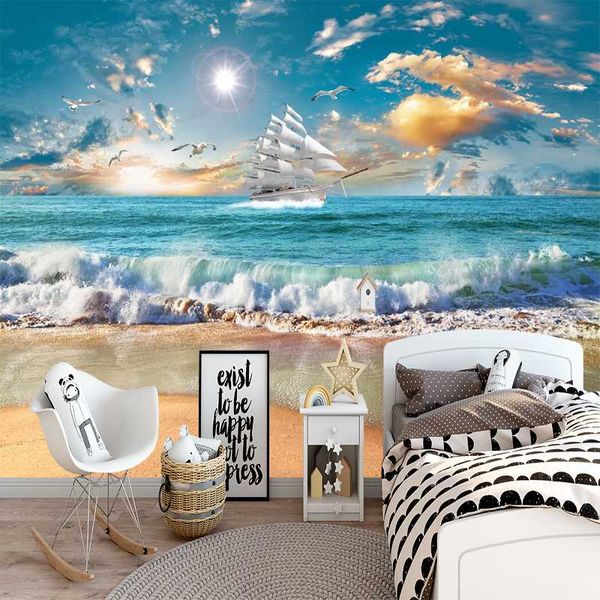 

milofi 3d custom wallpaper sailing seagull illustration wallpapers