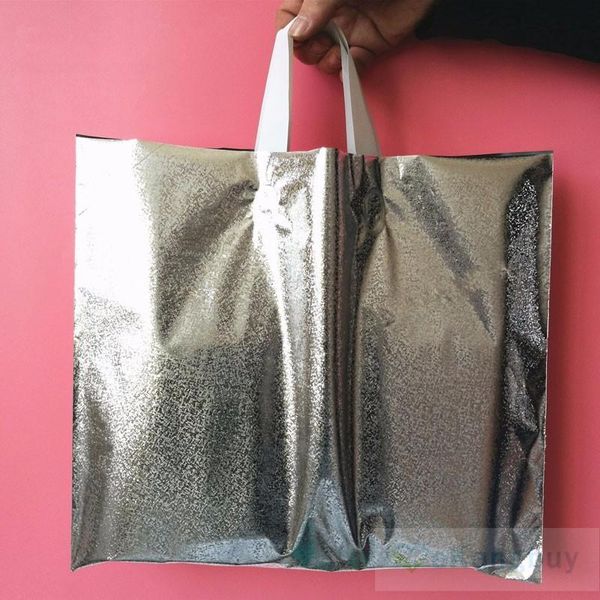 

gift wrap 50pcs silver gray thicken plastic shopping tote bags