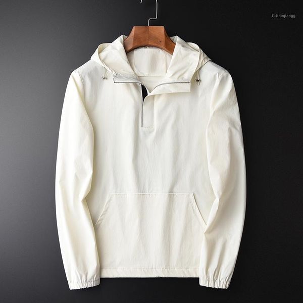 

men's jackets classic spring stylish simple white hooded jacket hight quality slim fit casual coat plus size m-4xl, Black;brown