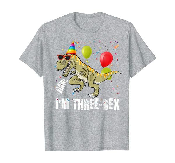 

raws i'm three-rex 3rd birthday boy toddler kid dinosaur, White;black