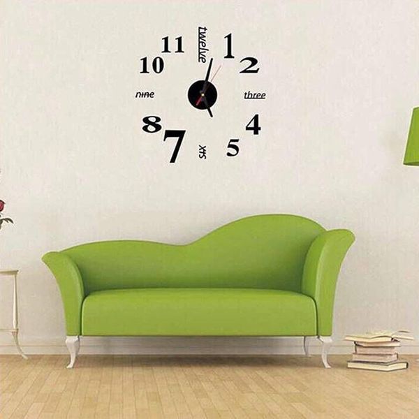 

wall diy size clock mirror sticker fashion big watch modem living room decor clocks