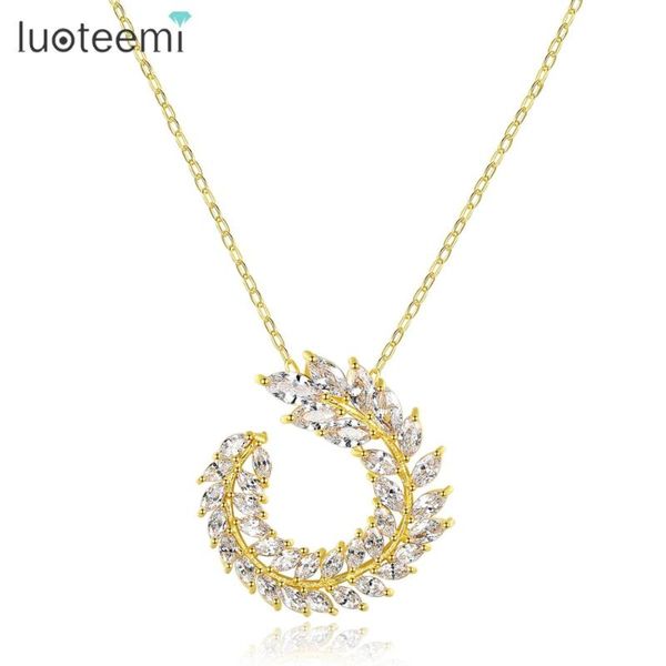

pendant necklaces luoteemi brand design necklace for women wedding party exquisite fashion plant two colors jewelry luxury cz kolye christma, Silver