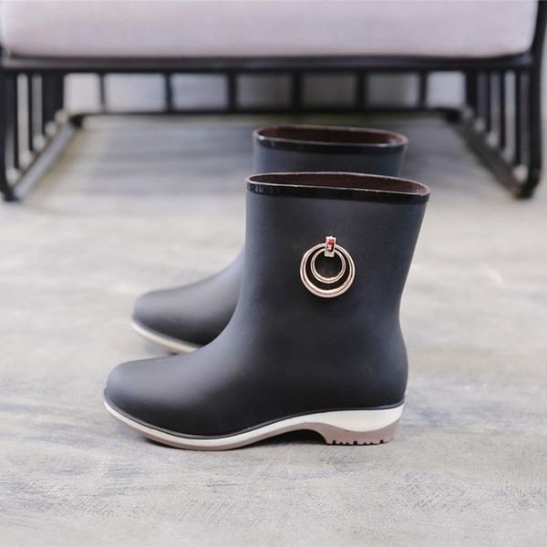 

fashion rain boots women short tube shoes water ankle student anti-skid jelly botas mujer, Black