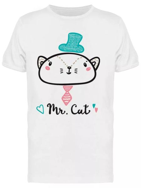 

mr cat with hat men's tee -image by shutterstock, White;black