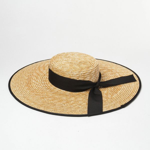 

fashion big hat spring and summer bowknot decoration binding eaves flat straw travel sunscreen shape, Blue;gray