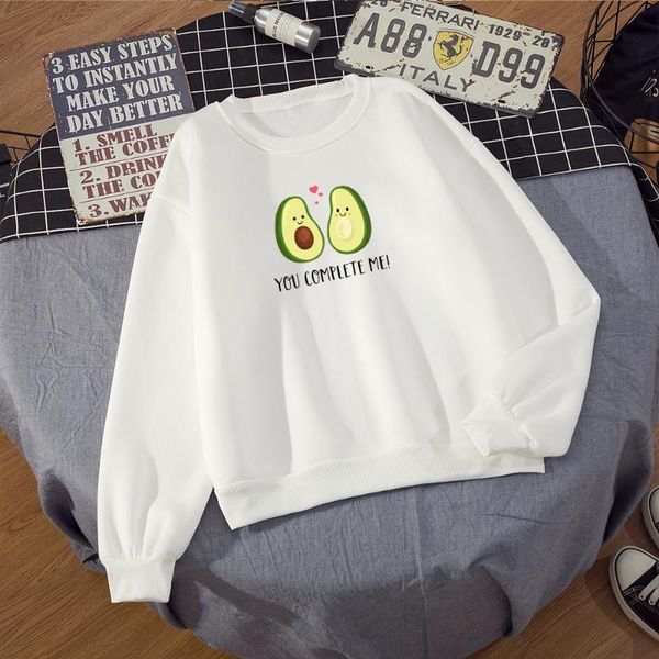 

women's hoodies & sweatshirts cartoon avocado letter print kawaii women sweatshirt winter streetwear harajuku loose oversize hoodie pul, Black