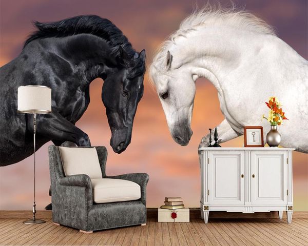 

wallpapers custom horse wallpaper,white and dark mural for living room bedroom restaurant el ktv background wallpaper