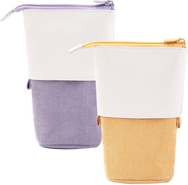 

pencil cases 2 pieces of vertical case bag pen stationery box transformer standing