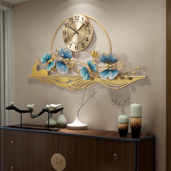 

wall clocks modern 3d wrought iron butterfly flowers accessories clubs lobby mural decor home room sticker crafts