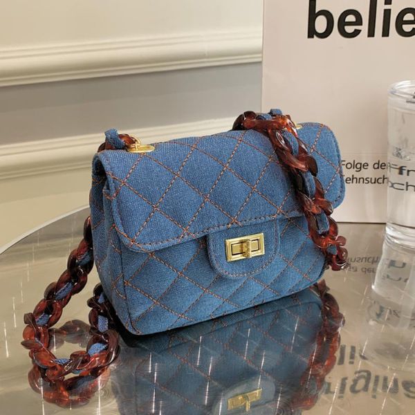 

evening bags 2021 fashion thick chain shoulder bag women denim quilted female luxury handbags designer sac a main femme