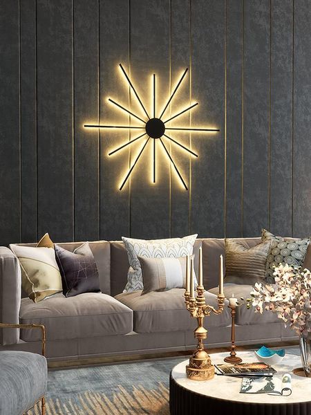 

nordic minimalist line wall lamp living room bedroom bedside aisle corridor background creative decorative lighting