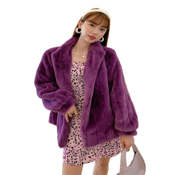 

women's fur & faux mink coat women autumn and winter loose casual stand-up ccollar thick lamb jacket female ns2285, Black