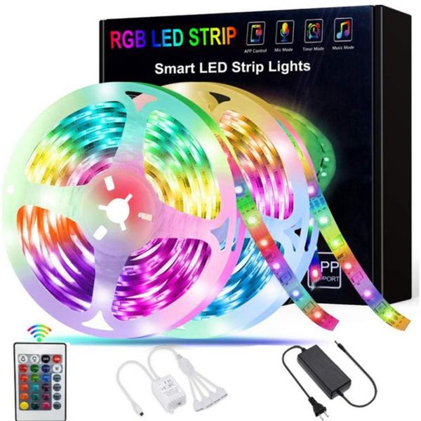 

strips 20m led light strap flexible lamp tape rgb blue-tooth control tv background lighting holiday party decorative acceessories