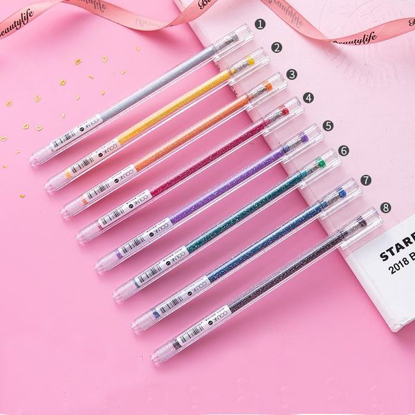 

gel pens 8 colors/set glitter pen highlighter color changing flash marker drawing scrapbook journal diy stationery school