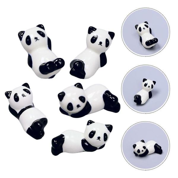 

chopsticks 5pcs panda rest ceramic flatware holder storage rack (random style)