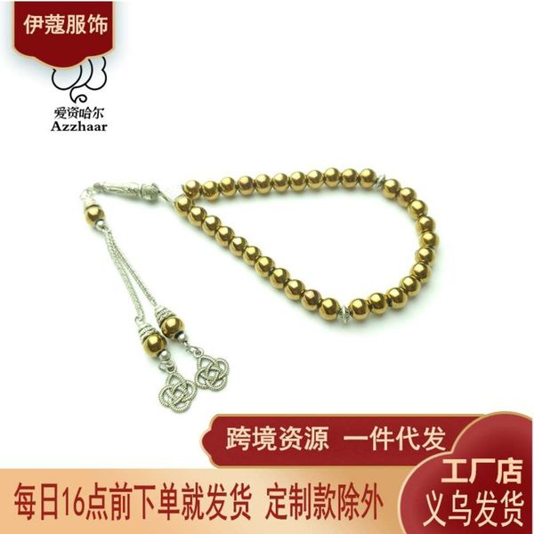 

hand string bracelet 33 moslem glass lacquered beads tasbiha bracelet, Black