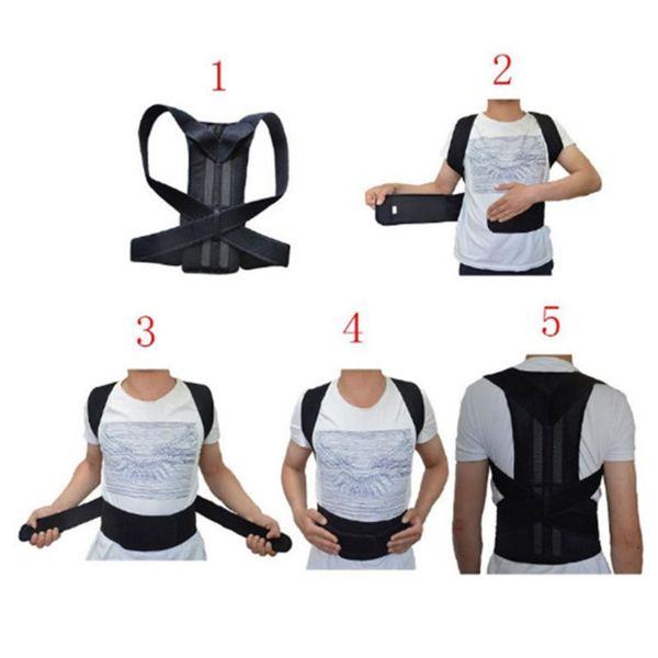 

back support men women posture magnetic shoulder corrector brace belt adjustable therapy straight improve temperament, Black;blue