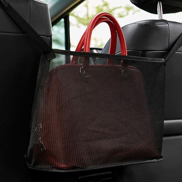 

storage bags car net pocket handbag holder seat back organizer mesh large capacity bag for purse phone documents barrier