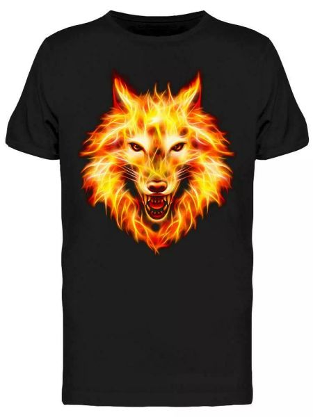 

aggressive fire wolf tee men's -image by shutterstock, White;black