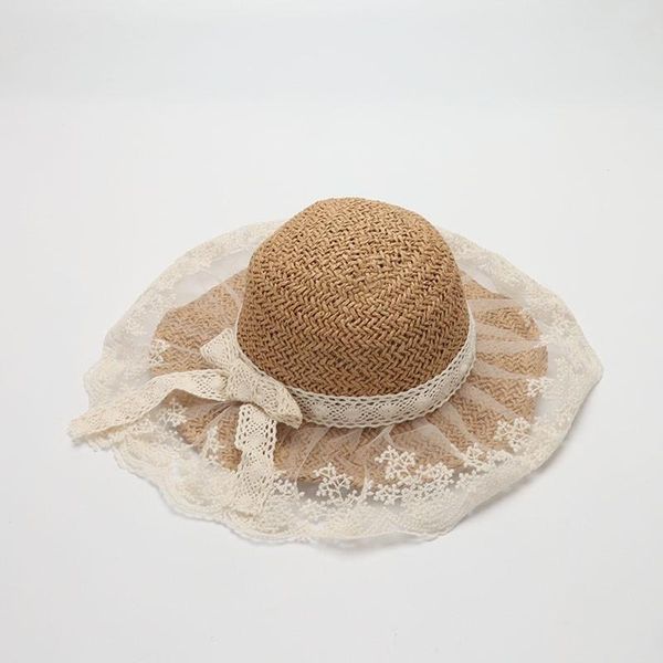 

caps & hats deepom sun gilrs baby summer hat beach protection outdoor sunshade gorro straw lace wide brim sunhat bucket, Yellow